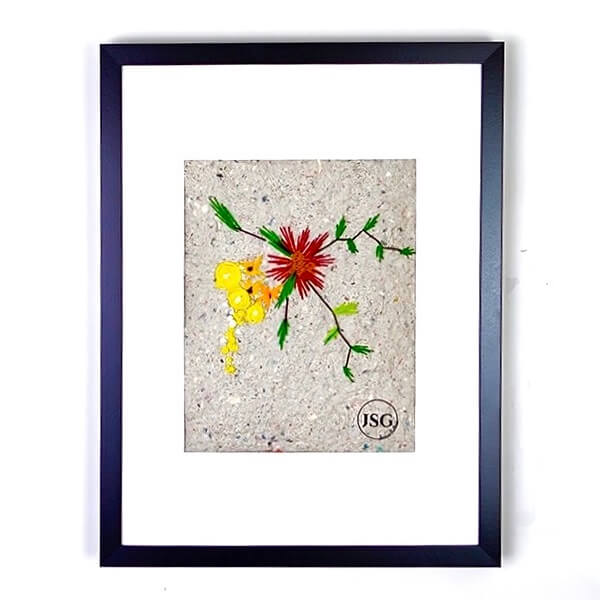 flowers embroidered on handmade paper