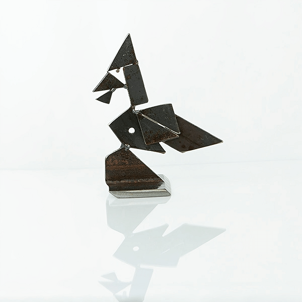 Metal Sculpture of a Waxwing Bird