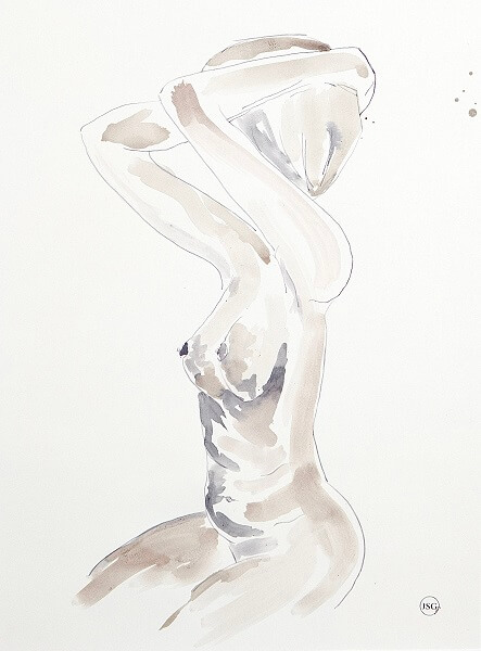 Berry ink on paper portrait of a woman
