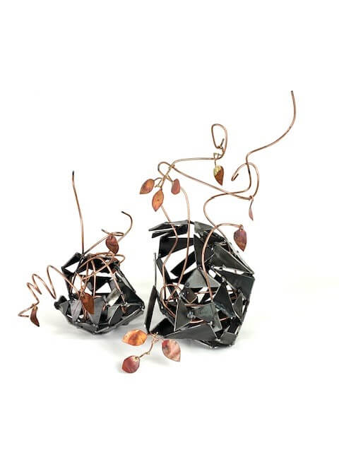 metal sculpture of sprouts