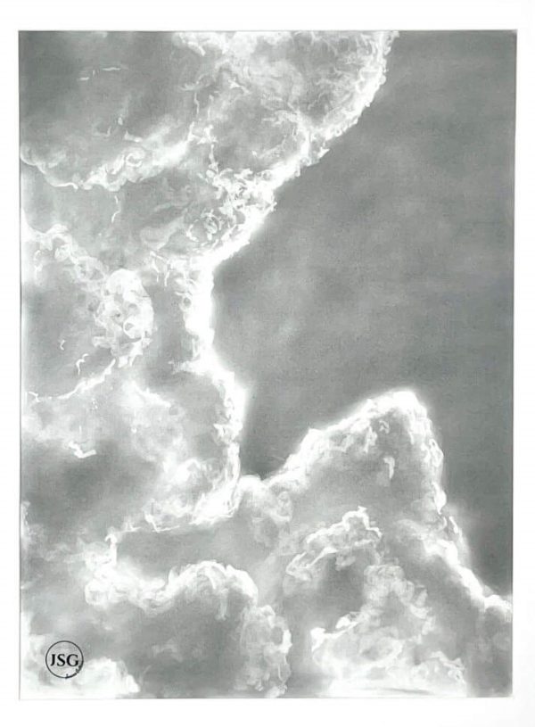 handmade charcoal drawing of clouds