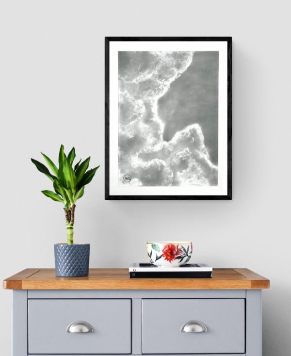 handmade charcoal drawing of clouds