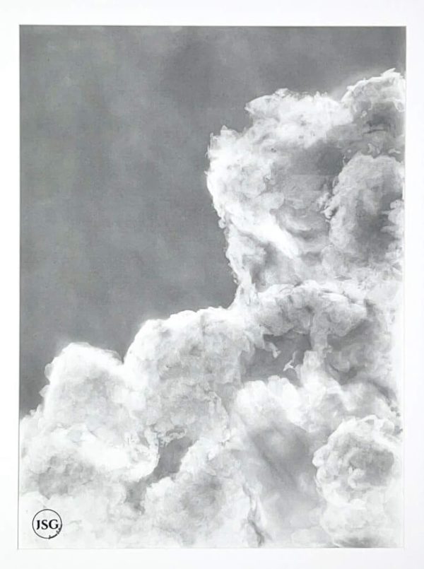 handmade charcoal drawing of clouds