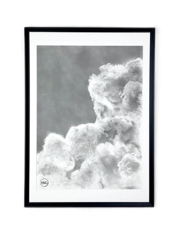 handmade charcoal drawing of clouds