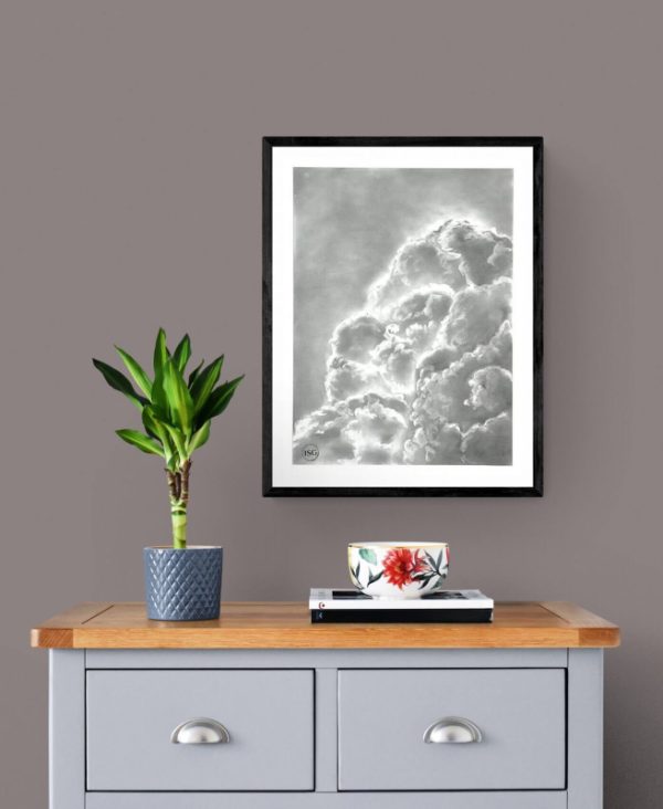 handmade charcoal drawing of clouds