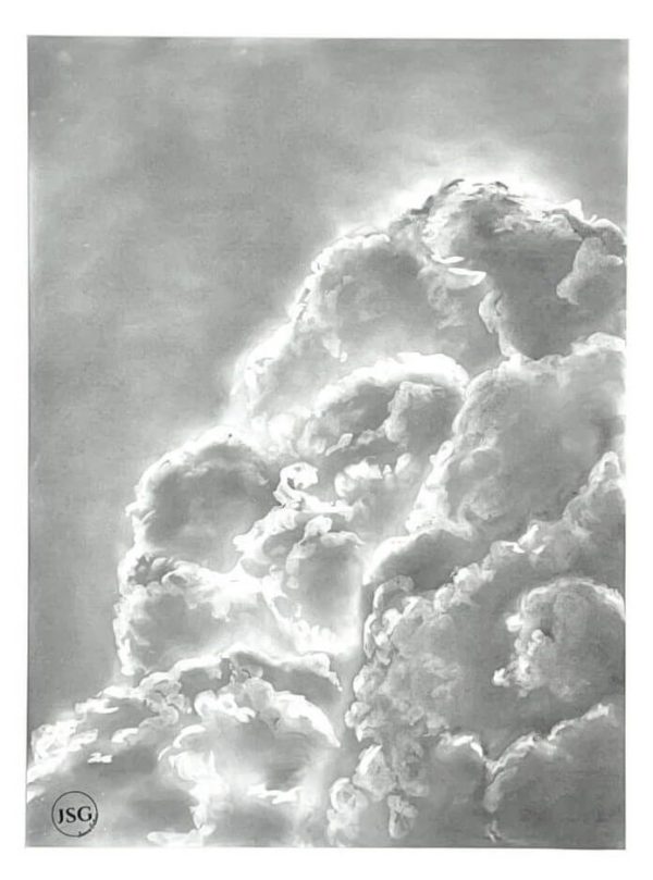 handmade charcoal drawing of clouds