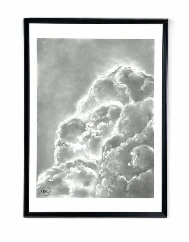 handmade charcoal drawing of clouds