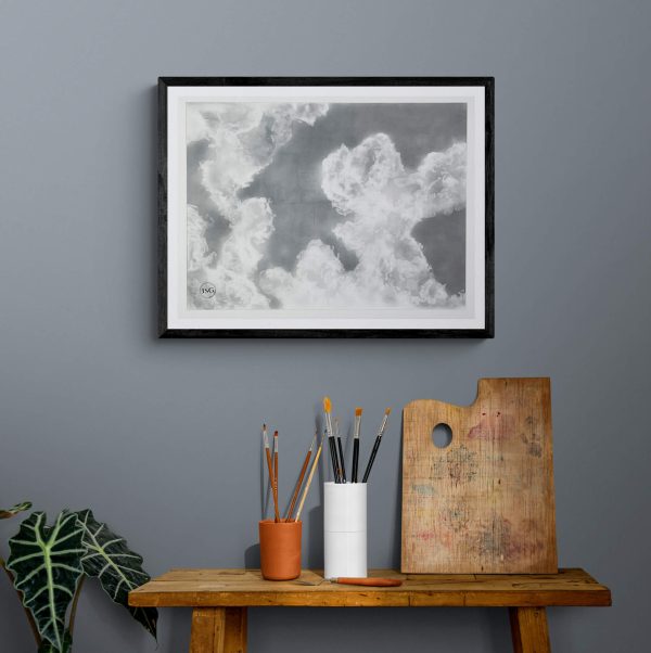 handmade charcoal drawing of clouds