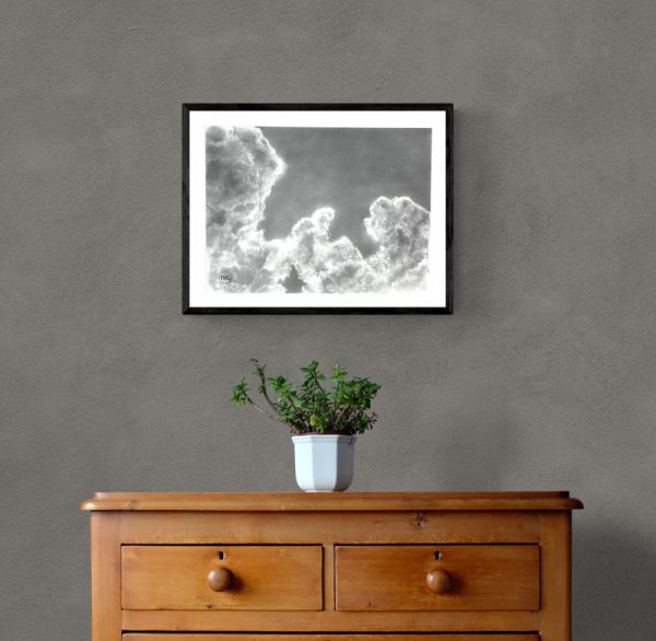 handmade charcoal drawing of clouds