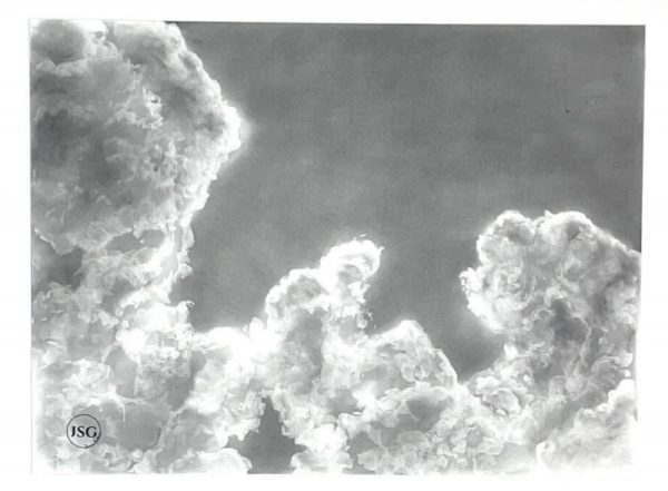 handmade charcoal drawing of clouds