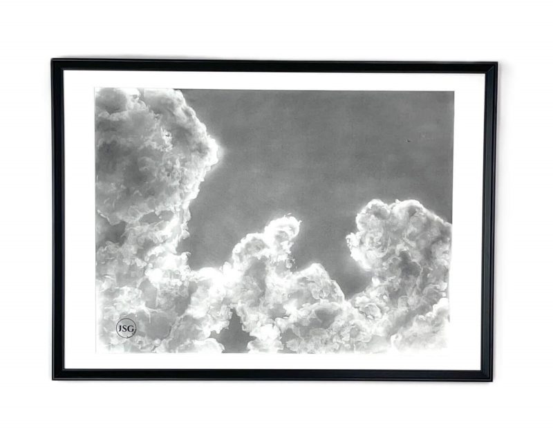 handmade charcoal drawing of clouds