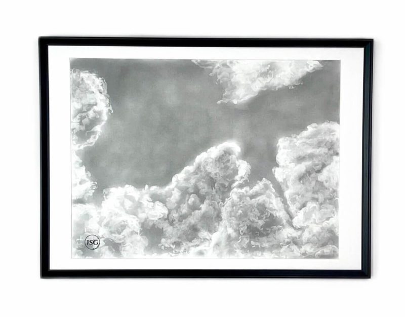 handmade charcoal drawing of clouds