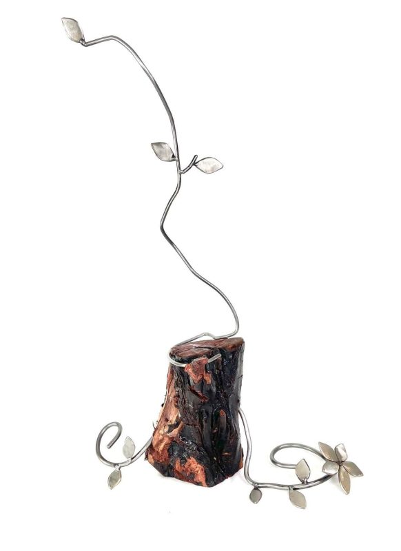 metal and wood vine sculpture